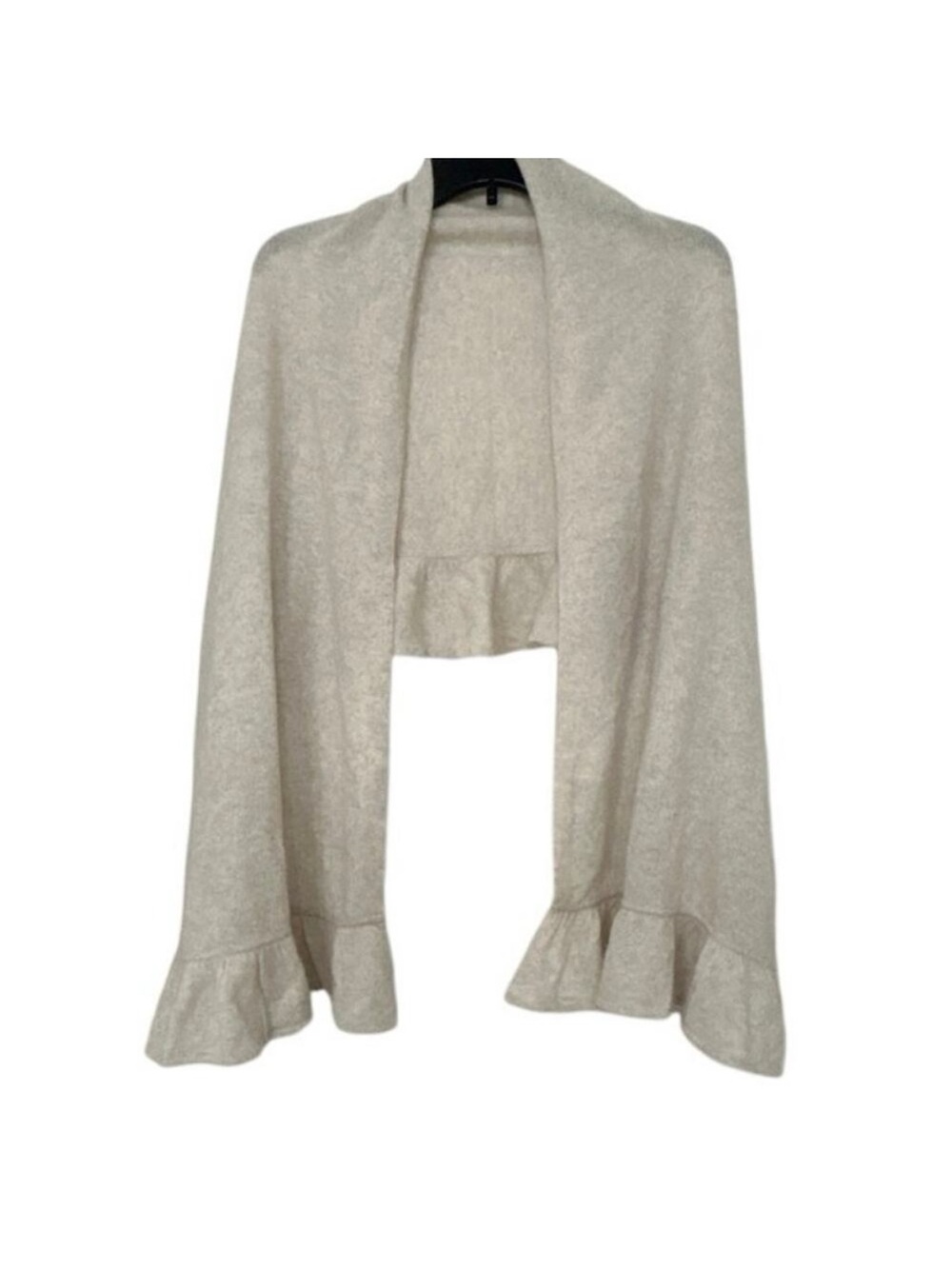 Precious Fibers 100% Cashmere Cream Beige Ruffle Shawl/Scarf/Ruana One size